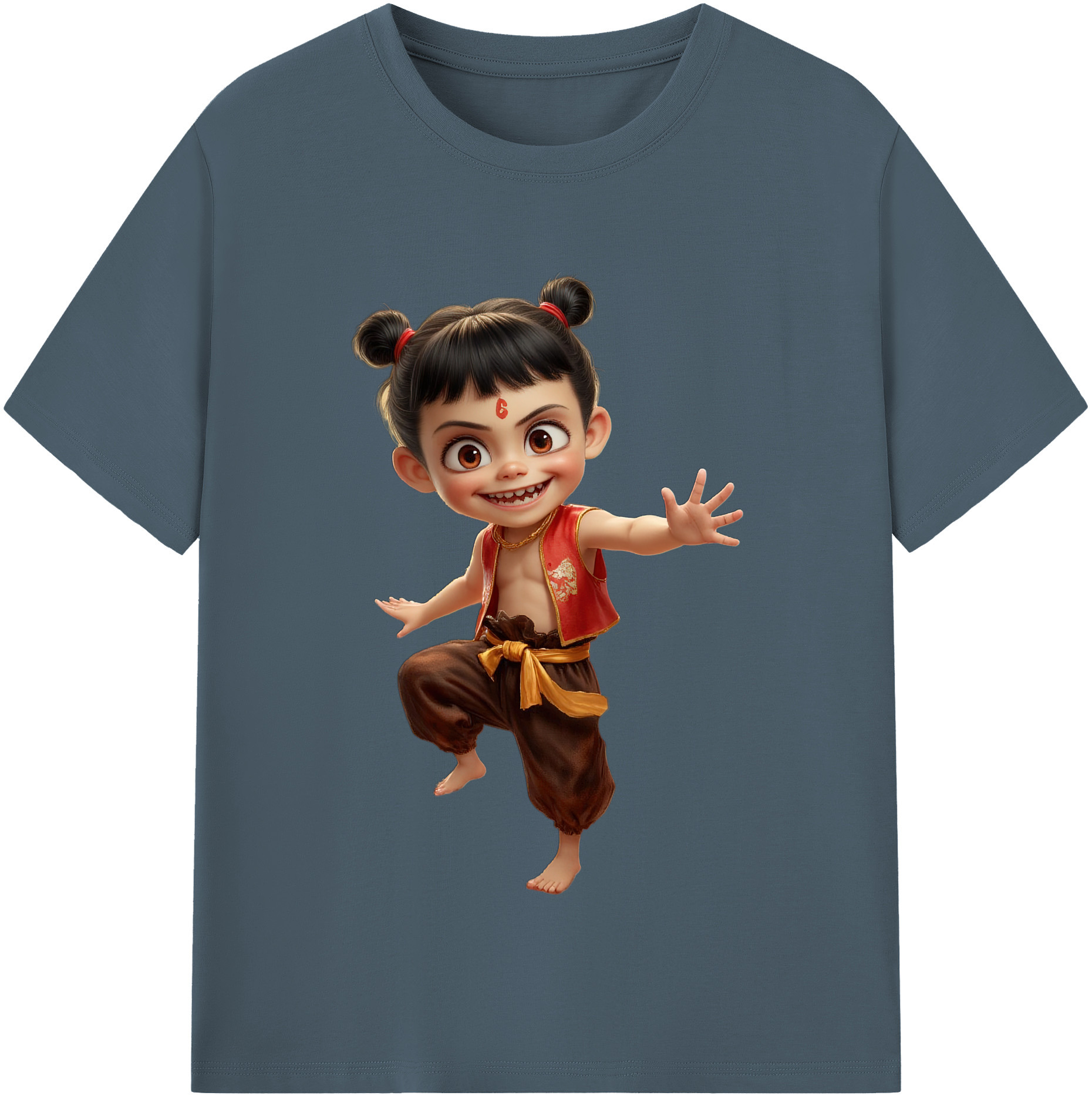 （画像用） Ne Zha 2 ナタ 魔童の大暴れ 綿100％半袖Tシャツ（フロントプリント）